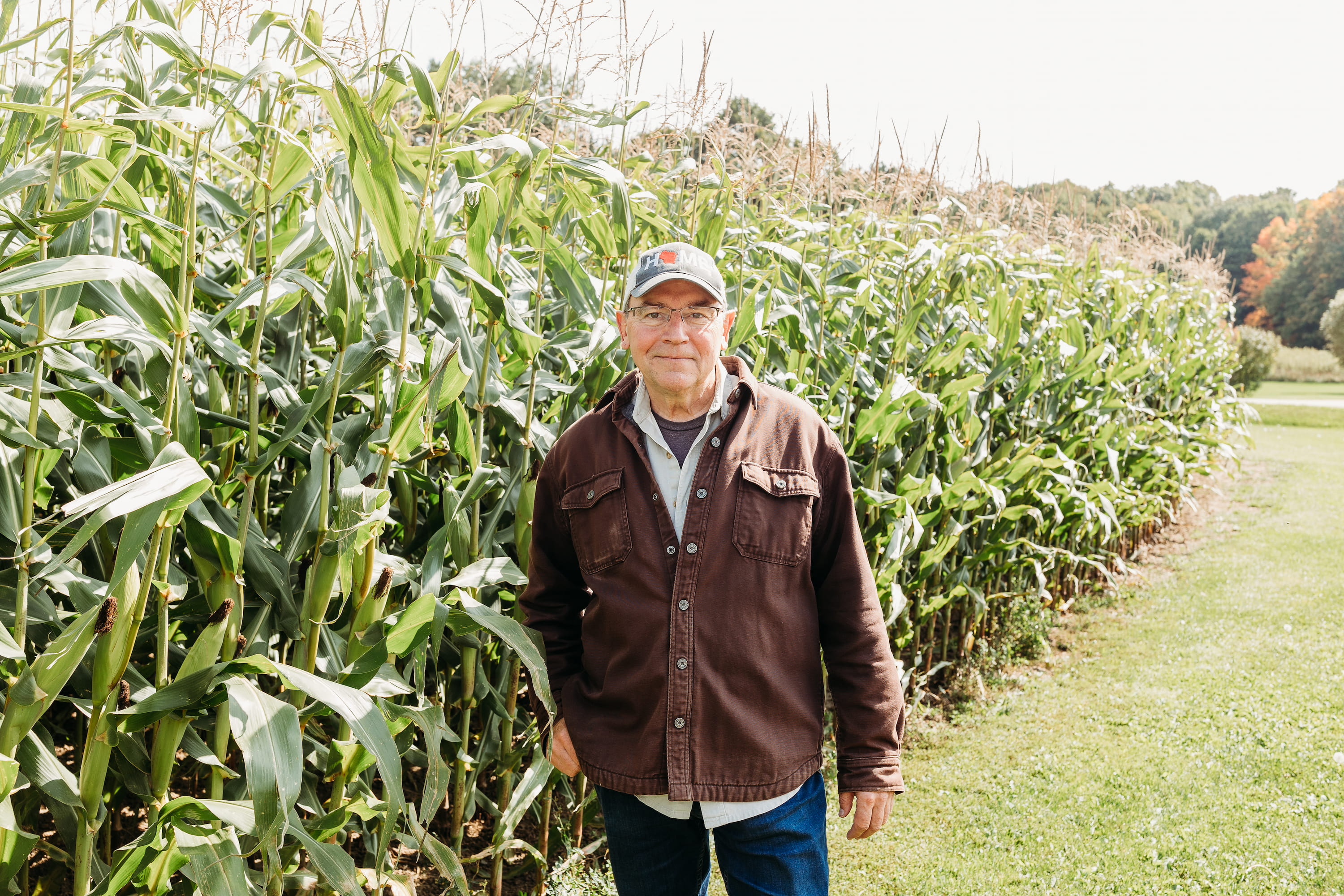 Tom Tiffany standing beside a Wisconsin cornfield